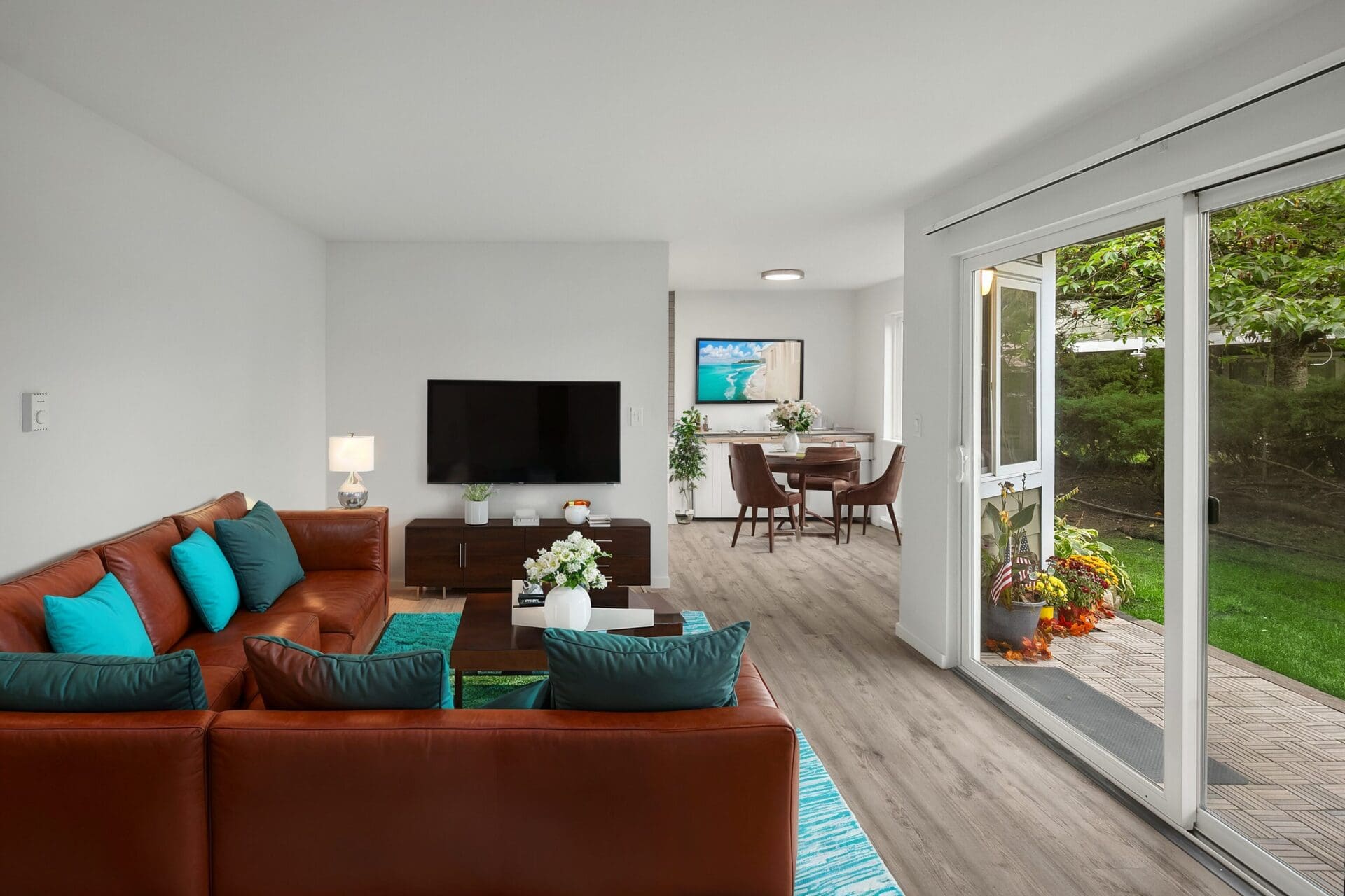 Unfurnished Modern kitchen and living with bar seating
