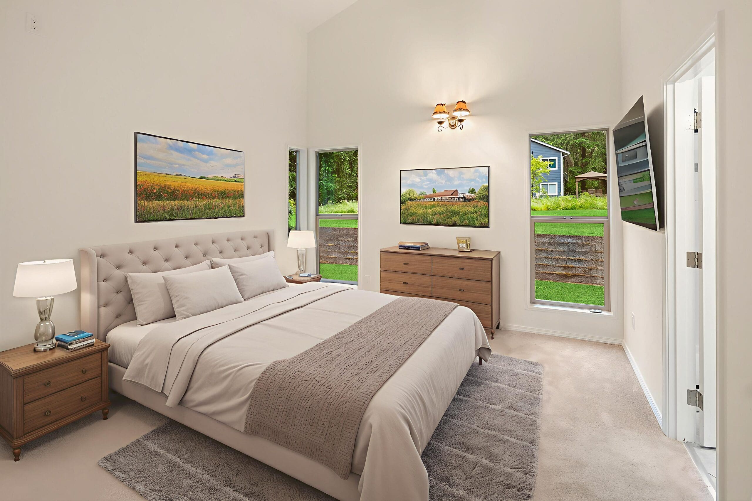 Bright, furnished living room with natural light and hardwood floors